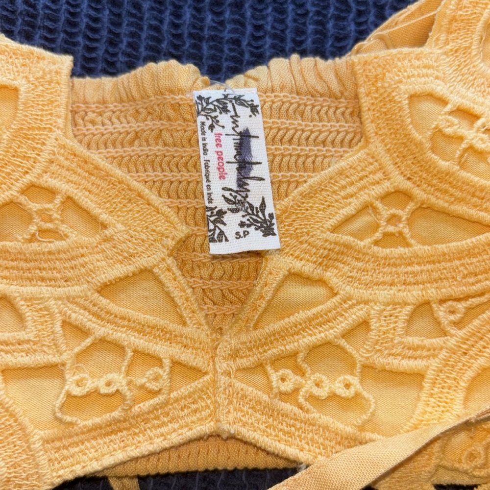 Free People Golden Mustard Crochet Crop Bralette - Picture 9 of 13